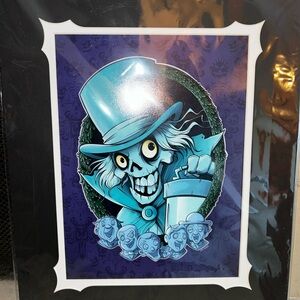 Haunted Mansion Matted Hatbox Ghost Art Print by Chris Uminga
